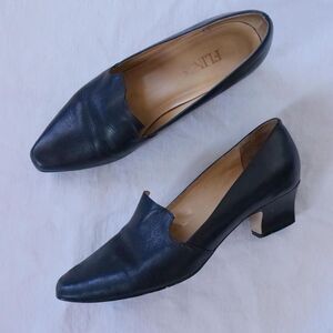 90s Flings black leather slip-ons‎